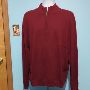 Roundtree & Yorke Men's Maroon Zip-Up Sweater